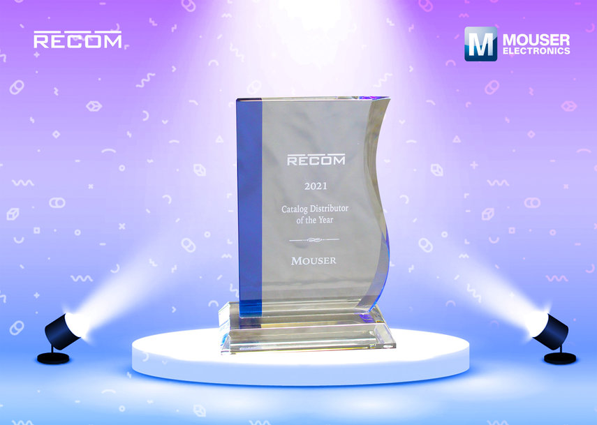 Mouser Named 2021 RECOM High Service Distributor of the Year 
